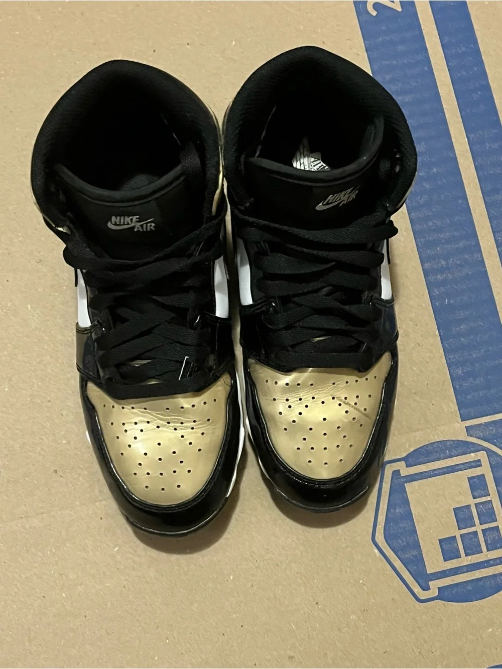 Jordan 1 Mid Football Cleats Black Gold Boys Size 4